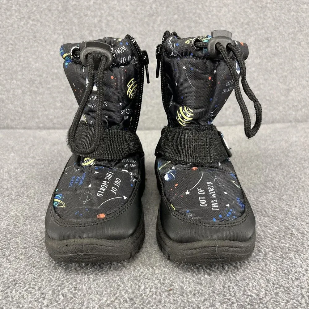 Rugged Bear Boots Kids Size 6 Black Space Rocket Snow Winter Faux Fur Toddler‎